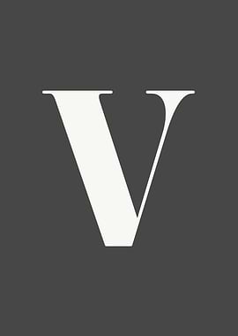 Grey Letter V Print
