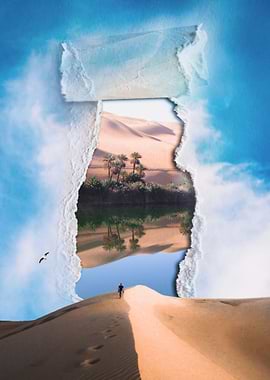 Desert Oasis Torn Paper