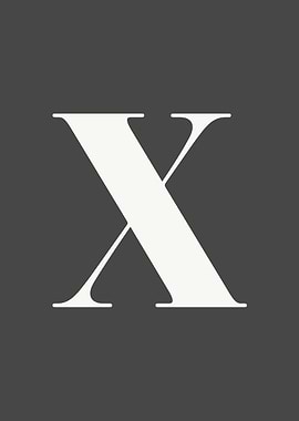 Grey Letter X Print