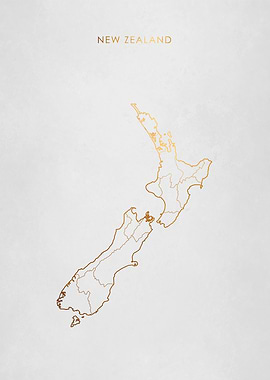 Gold New Zealand Map