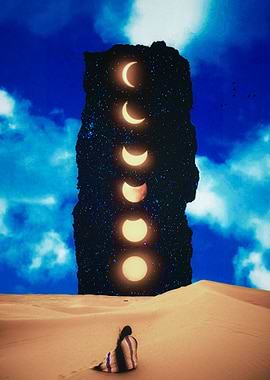 Desert Phase Moons in Sky