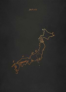 Gold Japan Map