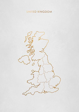 Gold United Kingdom Map