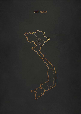 Gold Vietnam Map