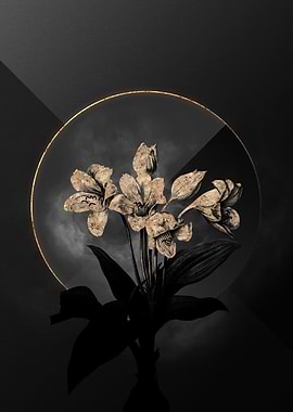 Dark Black and Gold Flower