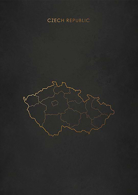 Gold Czech Republic Map