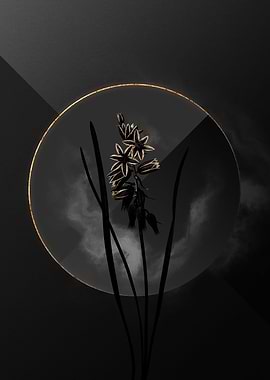 Dark Black and Gold Flower