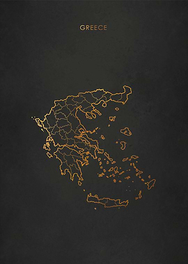 Gold Greece Map