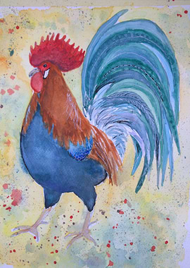 Rooster aquarelle