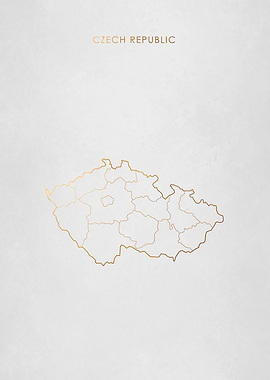 Gold Czech Republic Map