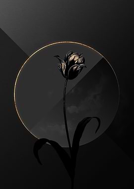 Dark Black and Gold Flower