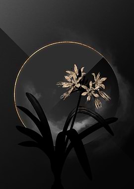 Black and Gold Flower Art