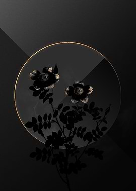 Dark Black and Gold Floral