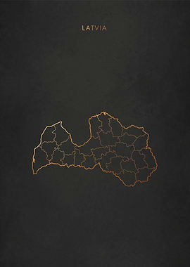 Gold Latvia Map