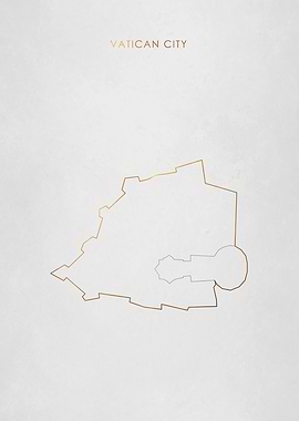 Gold Vatican City Map