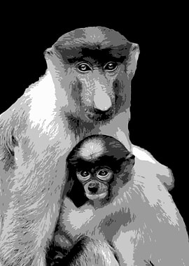 monkey black and white v26