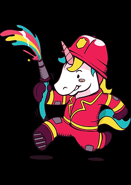 cute unicorn firefighter