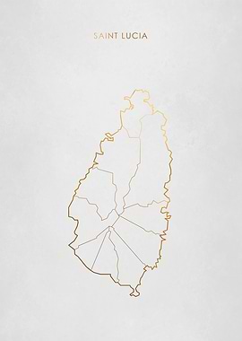 Gold Saint Lucia Map