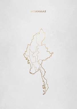 Gold Myanmar Map