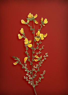 Vintage Botanical on Red