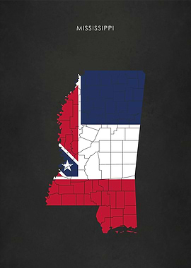Mississippi Flag Map