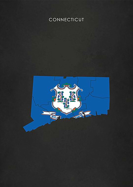 Connecticut Flag Map