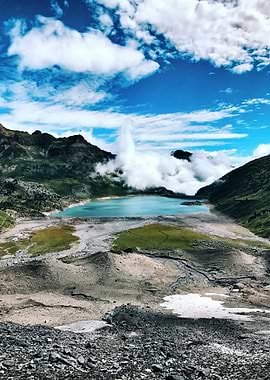 lake in middle mountains