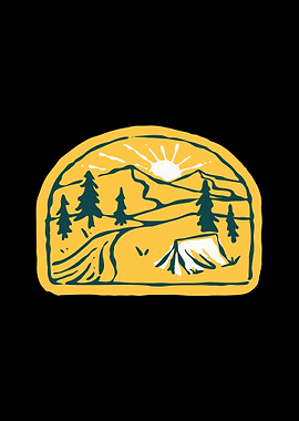 Camp River Hand Drawn