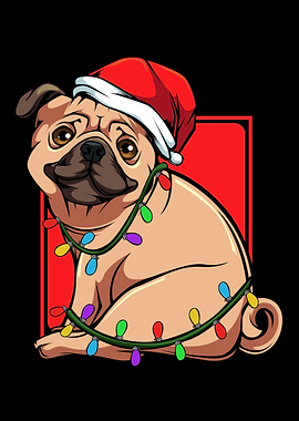 Pug Christmas Tree Lights