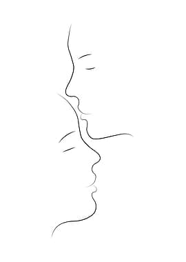 Kissing Couple Line Art