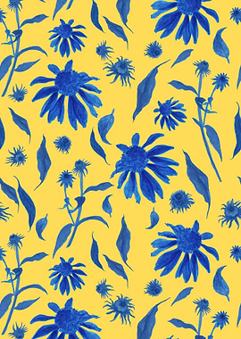 Blue Yellow Cone Flowers