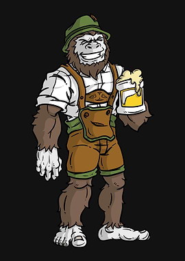 Sasquatch Drinking Beer Bi