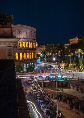 Rome night Colosseum view