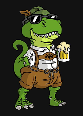Dinosaur Drinking Beer TR