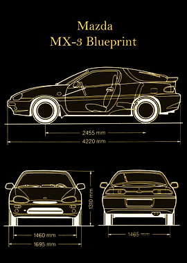 Mazda MX3 Blueprint gold