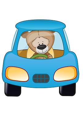 Teddy Bear Driving Car