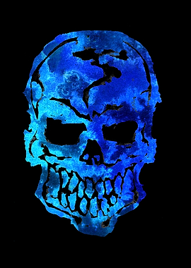 Blue Human Skull