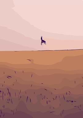 Jumping Deer in Wheat