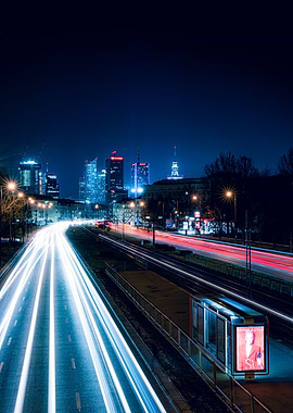WARSAW SKYLINE AT NIGHT
