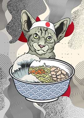 Devon Rex Cat Ramen Manga