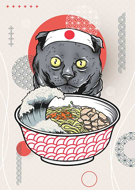 Scottish Fold Cat Ramen