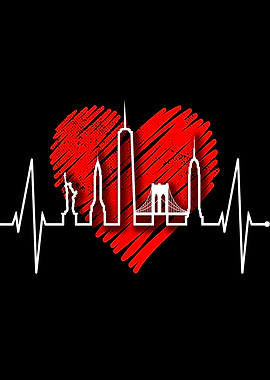 New York Skyline Heartbeat