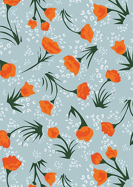 Tiny orange floral pattern