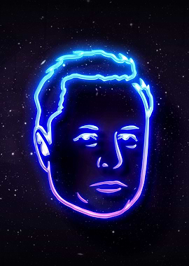 Elon Musk neon portrait