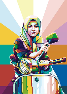 GIRL WITH VESPA POPART