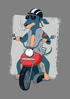 Biker Dachshund Dog on