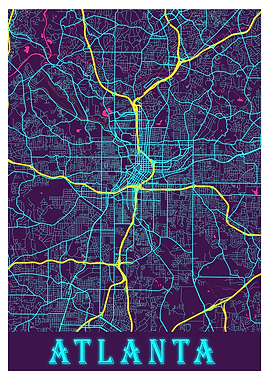 Atlanta Neon City Map