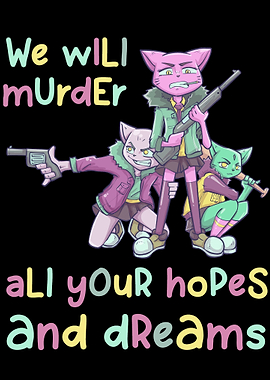 Pastel Goth Cat Gang Funny