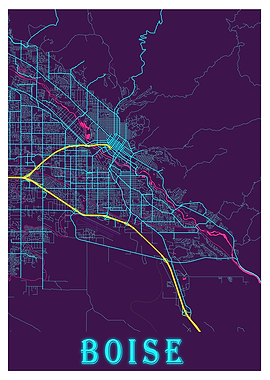 Belize City Neon City Map