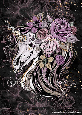 Unicorn Skull 1 black